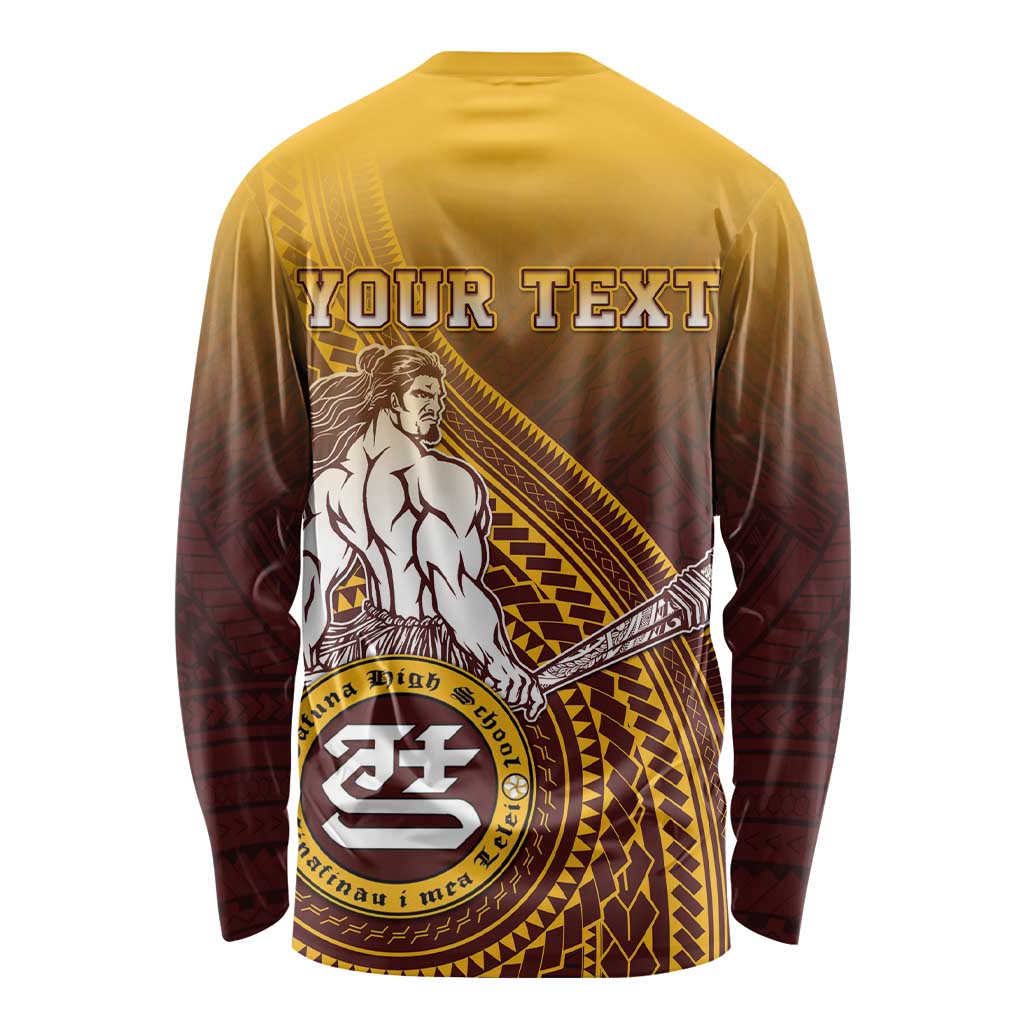 Personalized Tafuna High School Long Sleeve Shirt Polynesian Warrior LT05 - Polynesian Pride