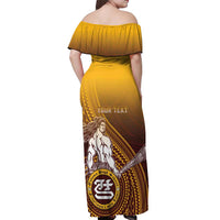 Personalized Tafuna High School Off Shoulder Maxi Dress Polynesian Warrior