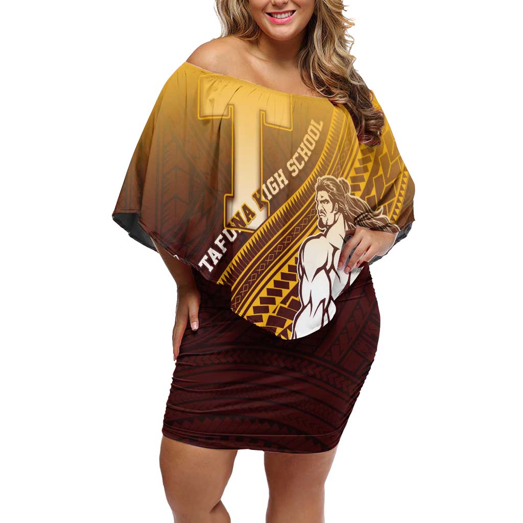 Personalized Tafuna High School Off Shoulder Short Dress Polynesian Warrior