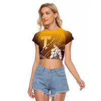 Personalized Tafuna High School Raglan Cropped T Shirt Polynesian Warrior LT05 Female Maroon - Polynesian Pride