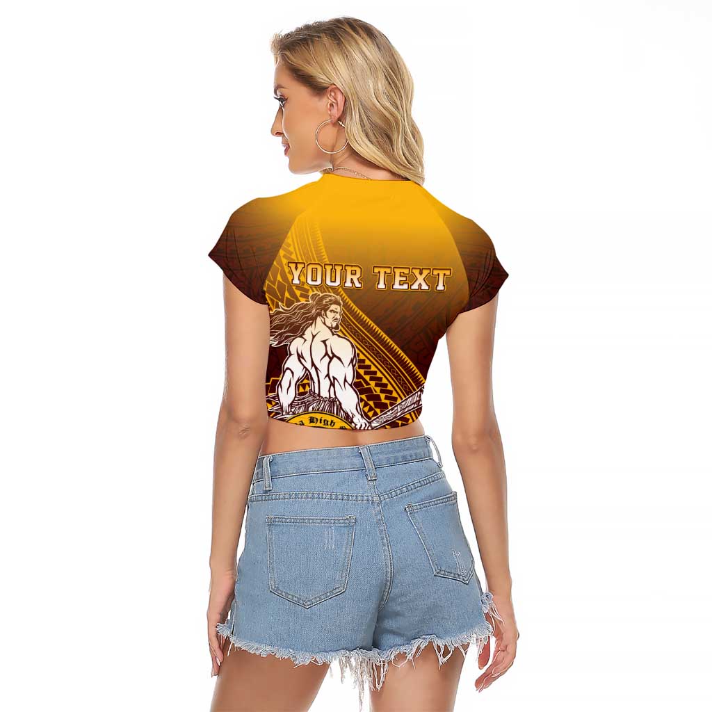 Personalized Tafuna High School Raglan Cropped T Shirt Polynesian Warrior LT05 - Polynesian Pride