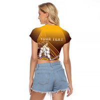 Personalized Tafuna High School Raglan Cropped T Shirt Polynesian Warrior LT05 - Polynesian Pride