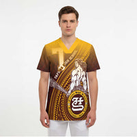 Personalized Tafuna High School Scrub Top Polynesian Warrior - Polynesian Pride