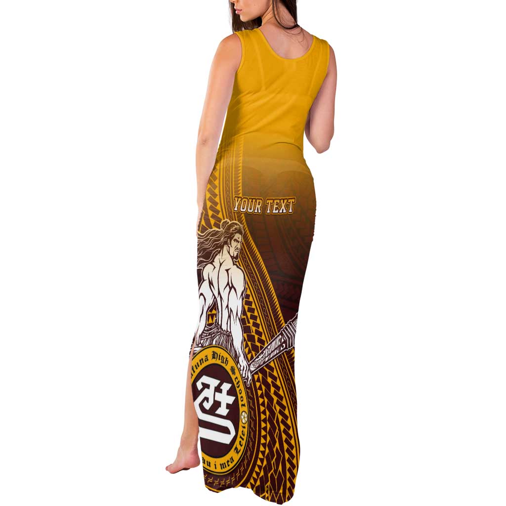 Personalized Tafuna High School Tank Maxi Dress Polynesian Warrior