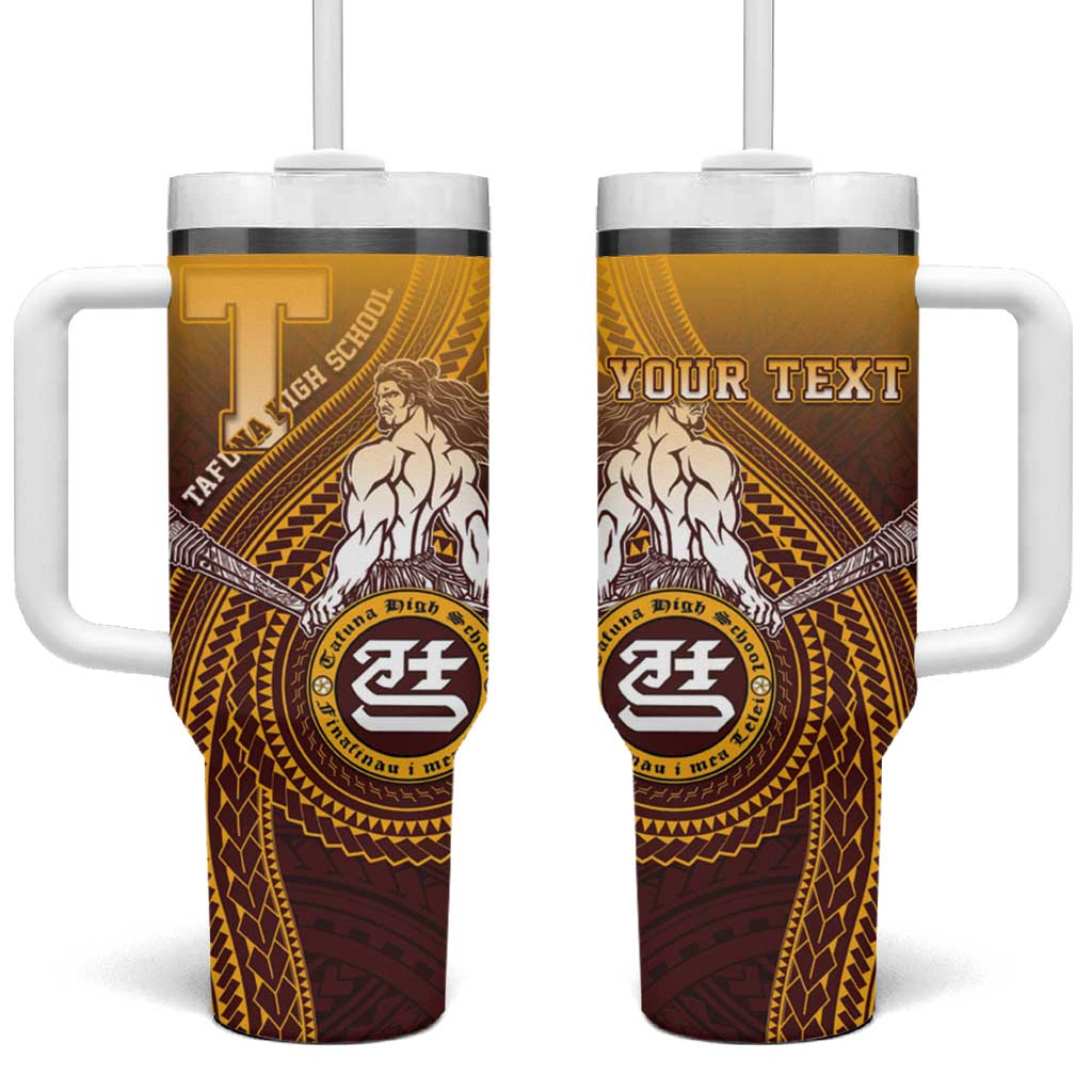 Personalized Tafuna High School Tumbler With Handle Polynesian Warrior LT05 One Size: 40 oz Maroon - Polynesian Pride
