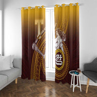 Tafuna High School Window Curtain Polynesian Warrior LT05 With Grommets Maroon - Polynesian Pride