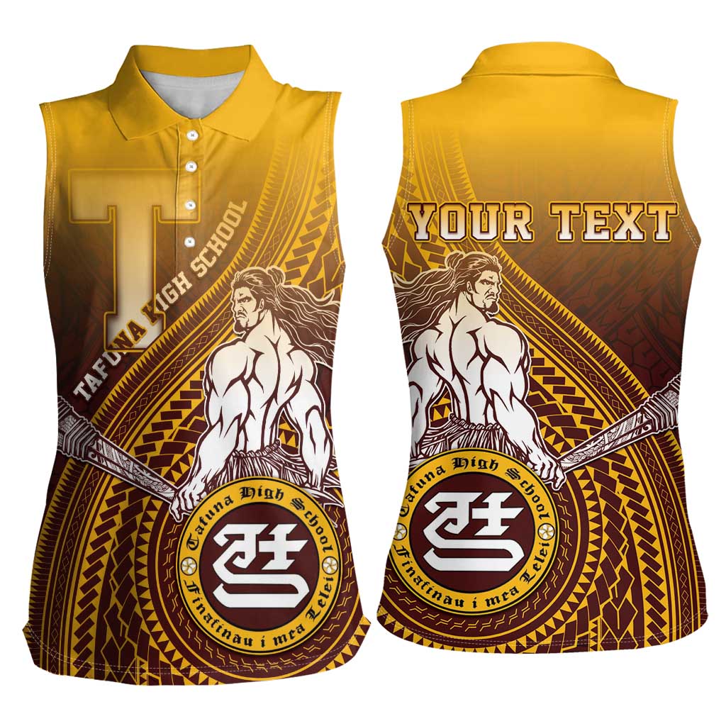 Personalized Tafuna High School Women Sleeveless Polo Shirt Polynesian Warrior LT05 - Polynesian Pride