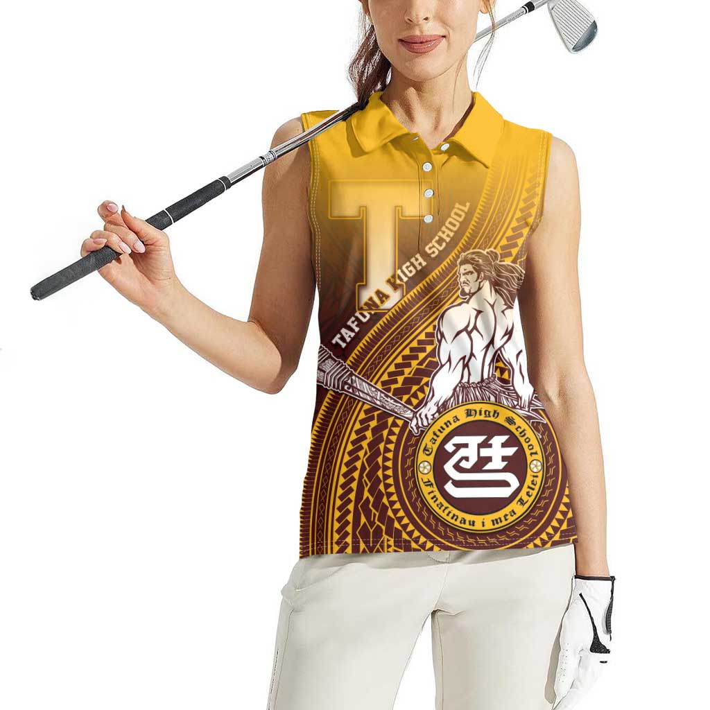 Personalized Tafuna High School Women Sleeveless Polo Shirt Polynesian Warrior LT05 - Polynesian Pride