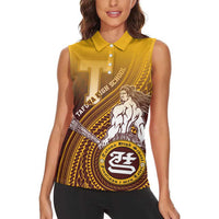 Personalized Tafuna High School Women Sleeveless Polo Shirt Polynesian Warrior LT05 - Polynesian Pride