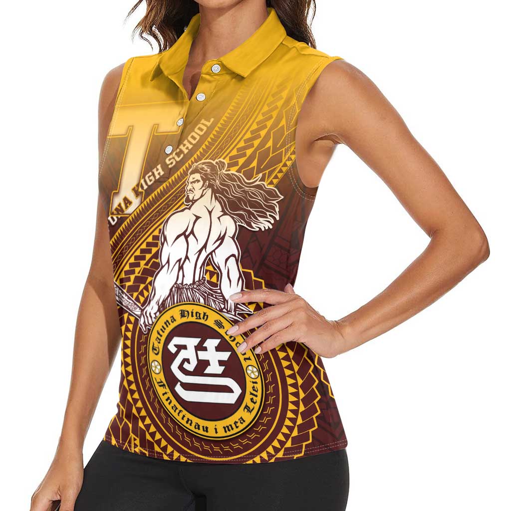 Personalized Tafuna High School Women Sleeveless Polo Shirt Polynesian Warrior LT05 - Polynesian Pride