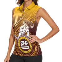 Personalized Tafuna High School Women Sleeveless Polo Shirt Polynesian Warrior LT05 - Polynesian Pride