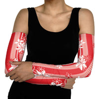 Hawaii Kakau Tribal Arm Sleeves With Red Tiare