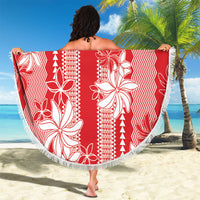 Hawaii Kakau Tribal Beach Blanket With Red Tiare