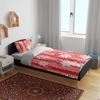 Hawaii Kakau Tribal Bedding Set With Red Tiare