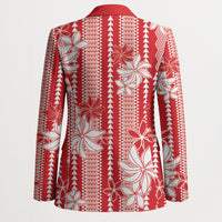 Hawaii Kakau Tribal Blazer With Red Tiare