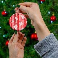 Hawaii Kakau Tribal Ceramic Ornament With Red Tiare