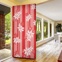 Hawaii Kakau Tribal Door Cover With Red Tiare