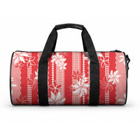 Hawaii Kakau Tribal Duffle Bag With Red Tiare