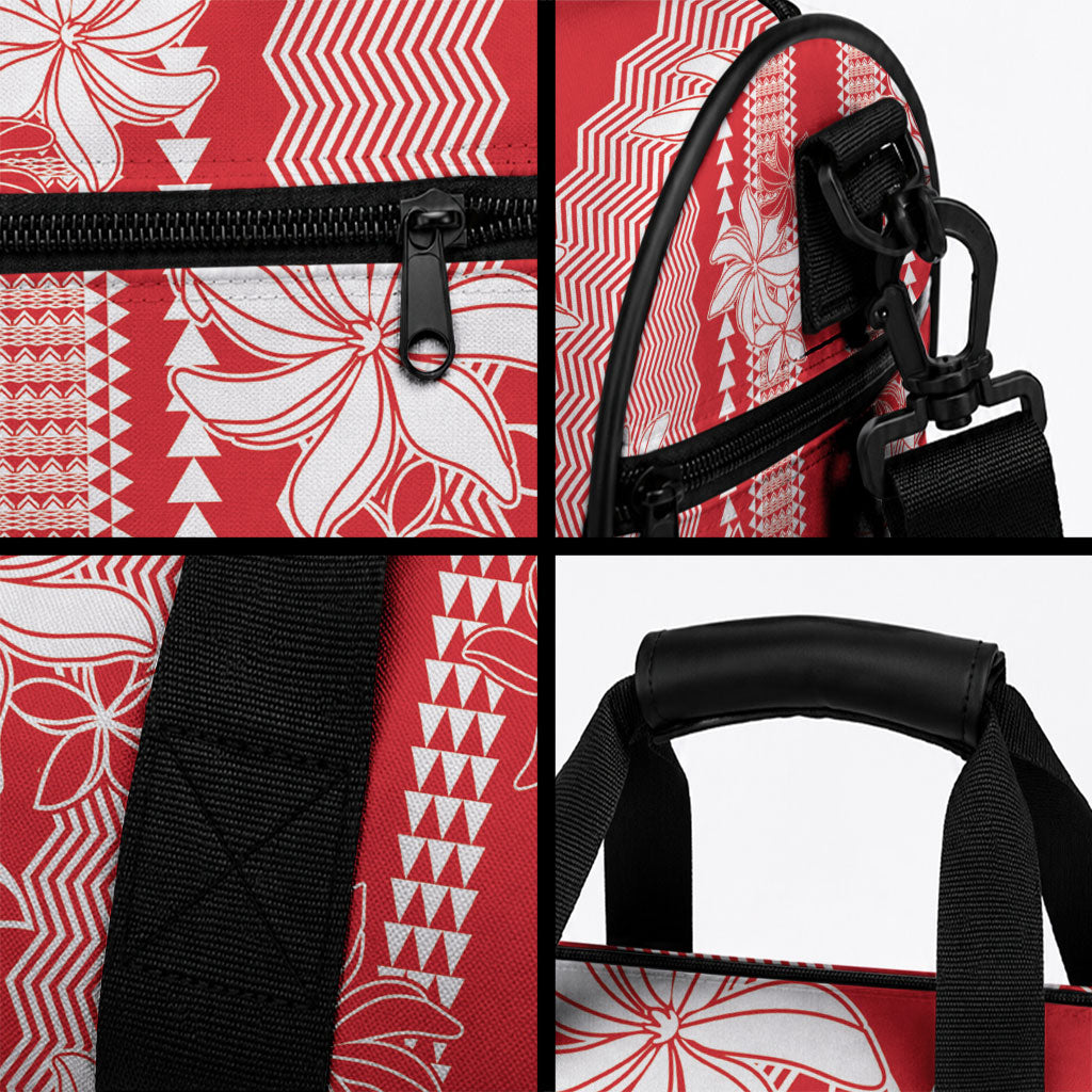 Hawaii Kakau Tribal Duffle Bag With Red Tiare