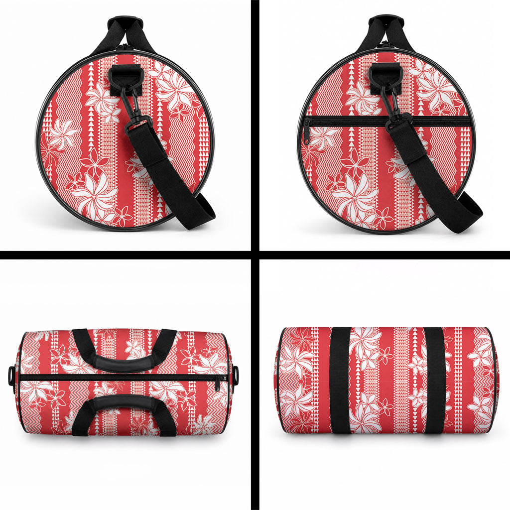 Hawaii Kakau Tribal Duffle Bag With Red Tiare