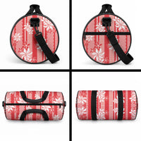 Hawaii Kakau Tribal Duffle Bag With Red Tiare