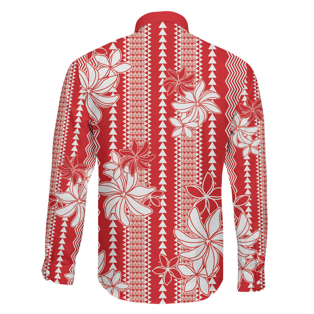 Hawaii Kakau Tribal Family Matching Mermaid Dress and Hawaiian Shirt With Red Tiare LT05 - Polynesian Pride