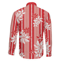 Hawaii Kakau Tribal Family Matching Tank Maxi Dress and Hawaiian Shirt With Red Tiare