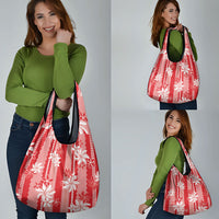 Hawaii Kakau Tribal Grocery Bag With Red Tiare