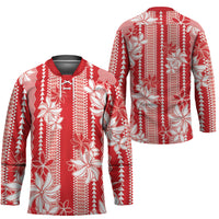 Hawaii Kakau Tribal Hockey Jersey With Red Tiare