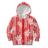 Hawaii Kakau Tribal Kid Hoodie With Red Tiare