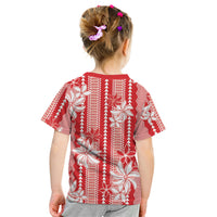 Hawaii Kakau Tribal Kid T Shirt With Red Tiare
