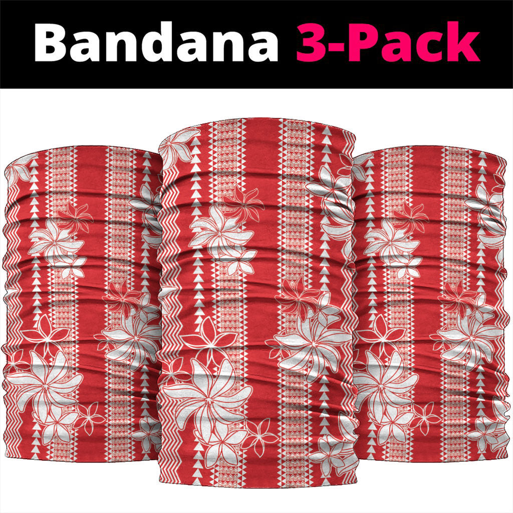Hawaii Kakau Tribal Neck Gaiter With Red Tiare LT05 package One Size: 25*50cm Red - Polynesian Pride