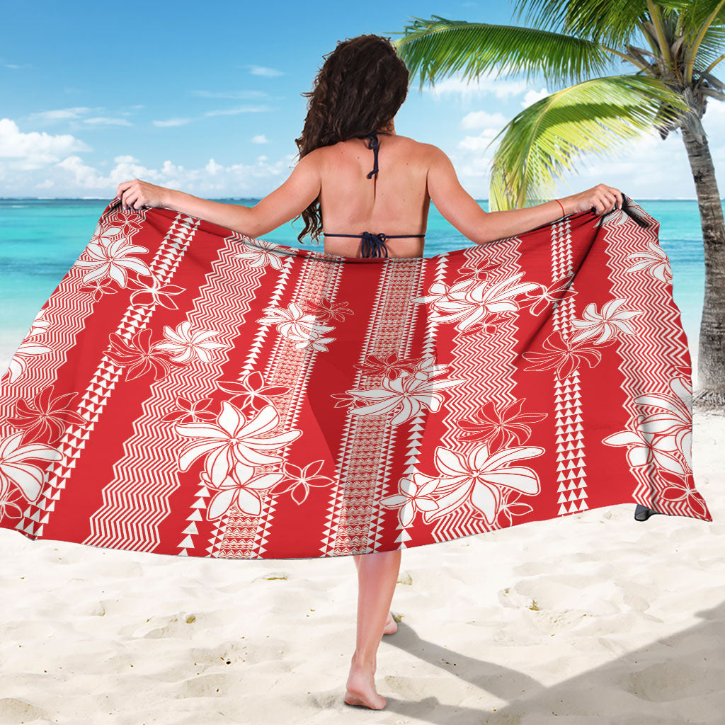 Hawaii Kakau Tribal Sarong With Red Tiare