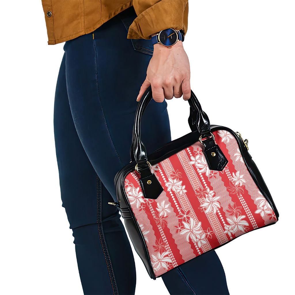 Hawaii Kakau Tribal Shoulder Handbag With Red Tiare