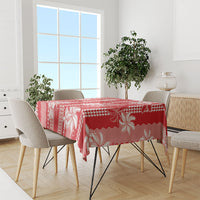Hawaii Kakau Tribal Tablecloth With Red Tiare