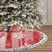 Hawaii Kakau Tribal Tree Skirt With Red Tiare