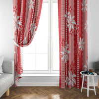 Hawaii Kakau Tribal Window Curtain With Red Tiare