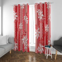Hawaii Kakau Tribal Window Curtain With Red Tiare