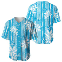 Hawaii Kakau Tribal Baseball Jersey With Blue Tiare