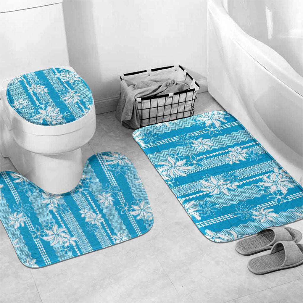 Hawaii Kakau Tribal Bathroom Set With Blue Tiare