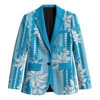 Hawaii Kakau Tribal Blazer With Blue Tiare