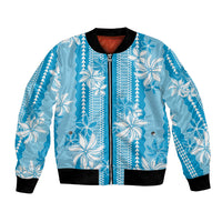 Hawaii Kakau Tribal Bomber Jacket With Blue Tiare