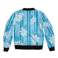 Hawaii Kakau Tribal Bomber Jacket With Blue Tiare