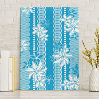 Hawaii Kakau Tribal Canvas Wall Art With Blue Tiare