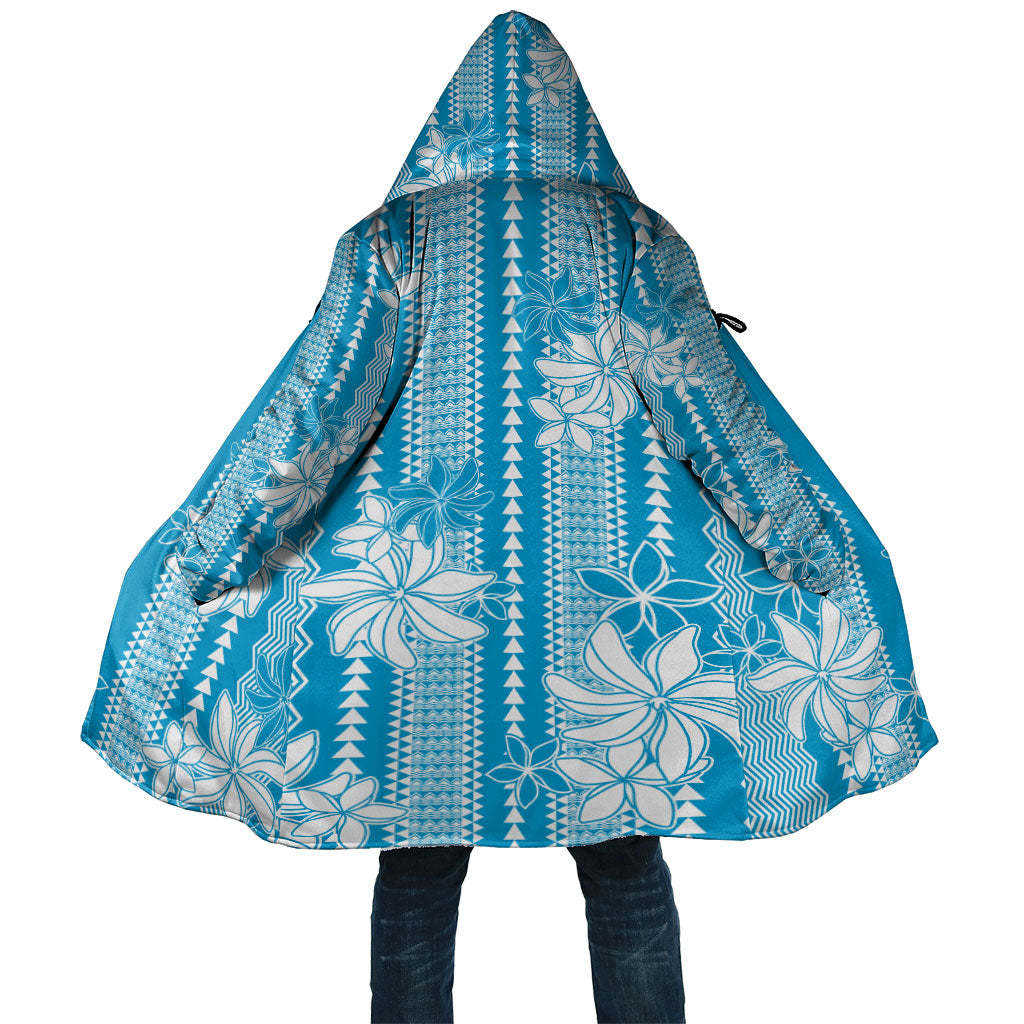Hawaii Kakau Tribal Cloak With Blue Tiare LT05 Unisex Blue - Polynesian Pride