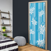 Hawaii Kakau Tribal Door Cover With Blue Tiare