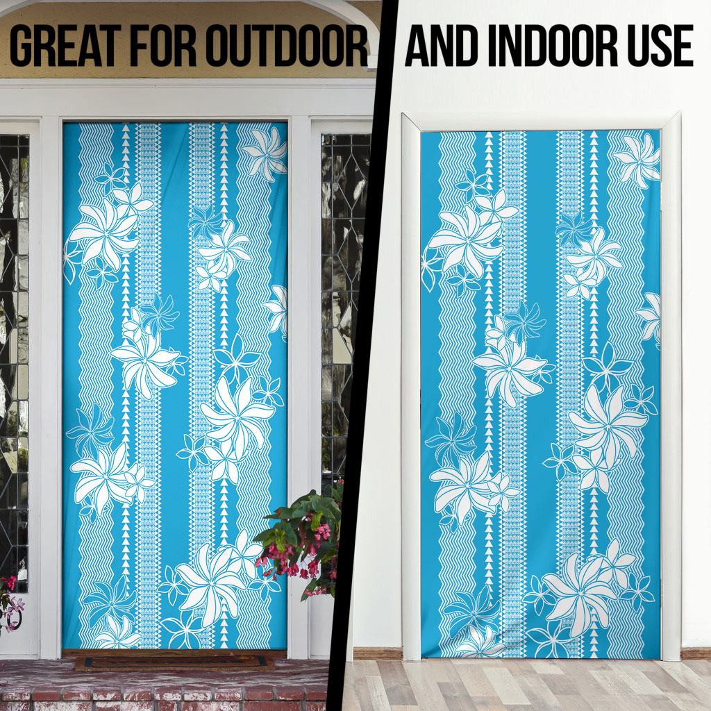 Hawaii Kakau Tribal Door Cover With Blue Tiare