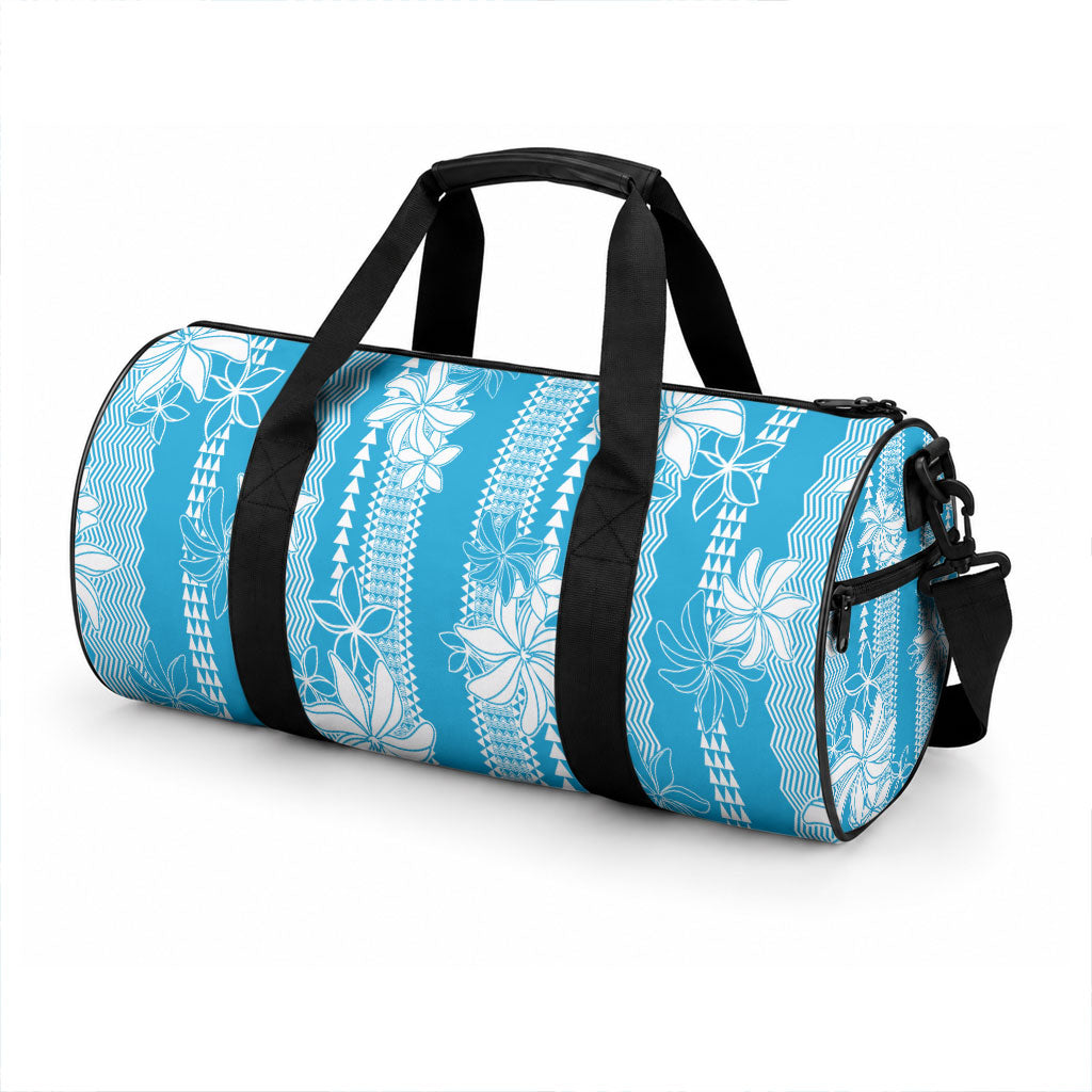 Hawaii Kakau Tribal Duffle Bag With Blue Tiare