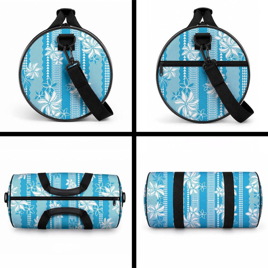 Hawaii Kakau Tribal Duffle Bag With Blue Tiare