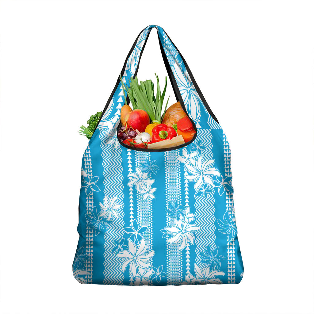 Hawaii Kakau Tribal Grocery Bag With Blue Tiare LT05 1-pack One Size Blue - Polynesian Pride